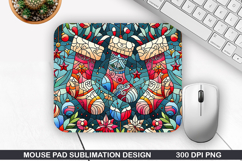 Christmas Sock Mouse Pad Sublimation,Christmas Mouse Pad PNG Product Image 1