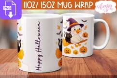 Happy halloween mug wrap PNG, Cute Halloween goose mug PNG Product Image 2