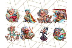 52 Wild Grandma Clipart PNGs, Funny Quirky Old Ladies Product Image 2