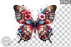 Vibrant Floral Butterfly Sublimation - Clipart PNG Design Product Image 1