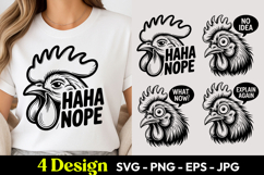 Rooster Haha Nope SVG PNG Product Image 1