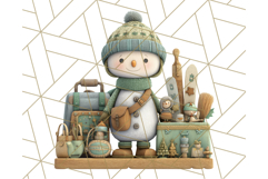 Snowman Family Clipart PNG Winter Holiday Art Product Image 2