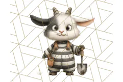 Cute Animals in Jail Clipart PNG, Funny Prisoner Critters Product Image 2