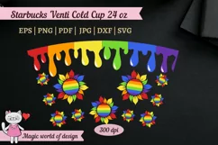 Dripping Lgbt Rainbow Sunflower tumbler Venti cold cup 24 oz Product Image 4