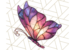 Stained Glass Butterfly PNG Colorful Clipart for Sublimation Product Image 2