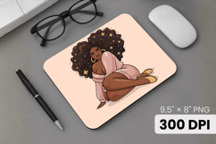 Afro Girl / Woman braided hair Mouse Pad, Black Queen PNG Product Image 1