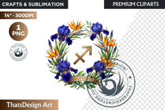 Sagittarius Floral Zodiac Wreaths Clipart Astrology Flower Product Image 1