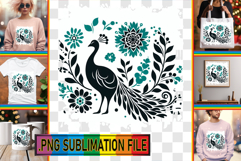 Fun Tote Bag Art PNG, Flower Animals Product Image 1