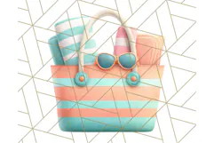 Coral and Aqua Summer Clipart PNG Pastel Tropical Icons Product Image 2