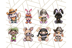 Halloween Bunny Clipart, Cute Bunnies in Costumes PNG Product Image 2