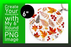 Elegant Fall Leaves Watercolor Round Design Art Keychain Product Image 1