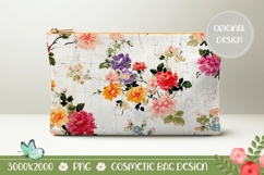 Vintage Flowers Cosmetic Bag, Floral Cosmetic Bag Template Product Image 1