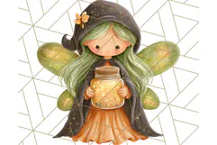 Halloween Fairy Clipart PNG, Spooky Cute Character Art Product Image 2