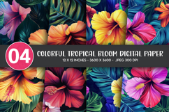 Colorful Tropical Bloom Digital Paper Product Image 1