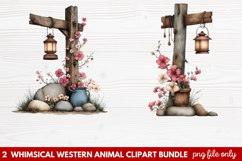 2 Whimsical Western Animal Clipart | Cute Cowboy Animals PNG Product Image 1