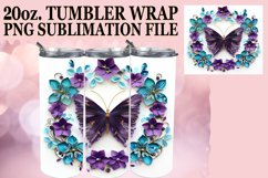 Butterfly and Blooms Tumbler Wrap - 20oz Spring 3D Art Product Image 1