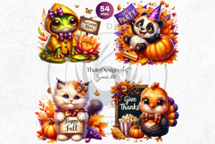 Autumn Cute animals with signs clipart Pumpkin thanksgiving Product Image 10