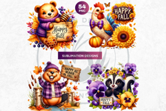 Autumn Cute animals with signs clipart Pumpkin thanksgiving Product Image 5