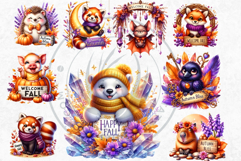 Autumn Cute animals with signs clipart Pumpkin thanksgiving Product Image 8