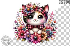 Cat With Flowers Sublimation - Clipart PNG Design Product Image 1