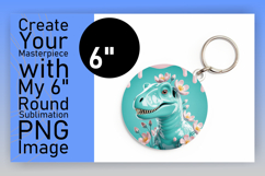 Creative Circle PNG Sublimation Design , Cute Dino Product Image 1