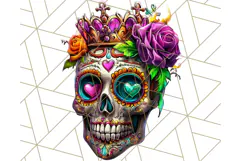 Bright Sugar Skull PNG Clipart, Halloween Colorful Skull Png Product Image 2