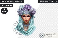 Royal Hydrangea Guardian Fantasy Warrior Floral Graphic Product Image 1