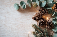 White Wooden Background Design, Pine Cones Background PNG Product Image 1