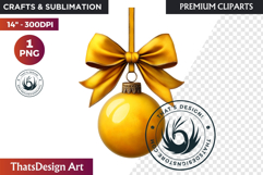 Christmas Baubles Clipart, Festive Holiday Ornaments PNG Product Image 1