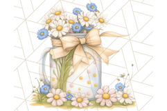 Flowers in Glass Jars PNG, Rustic Floral Watercolor Clipart Product Image 2