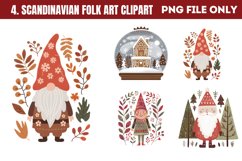 Scandinavian Folk Art Christmas Clipart PNG Product Image 1