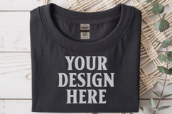 Black Gildan 5000 Flat Lay Tshirt Mockup, G5000 mockup Product Image 1