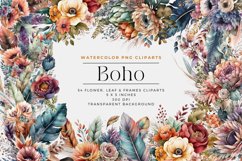 54 Boho Watercolor Flower Clipart Product Image 1