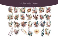 54 Boho Watercolor Flower Clipart Product Image 2