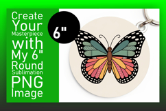 Dynamic Keychain Circle Design Artwork , Butterfly Product Image 1