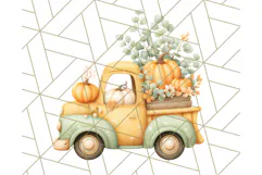 Vintage Truck Pumpkin and Fall Flowers PNG Clipart, Autumn Product Image 2