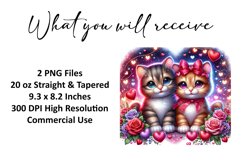 Valentine's Day Kitten Tumbler Wrap Sublimation Design Product Image 2