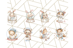 Kawaii Space Creatures Clipart PNG, Galaxy Alien Clip Art Product Image 2