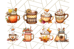 Fall Drink Clipart PNG, Cozy Autumn Cocoa and Latte Art Product Image 6
