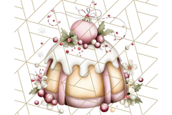 Christmas Cake Clipart PNG, Cottagecore Holiday Desserts Product Image 2