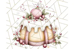 Christmas Cake Clipart PNG, Cottagecore Holiday Desserts Product Image 2