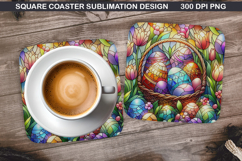 Flower Coaster Sublimation, Easter Coaster PNG Design Product Image 1