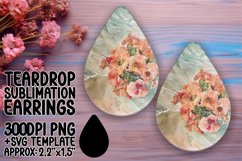 Colorful Floral Teardrop Earring Sublimation Product Image 1