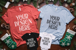 Christmas Family Matching Flat Lay T-Shirt Mockups Product Image 1