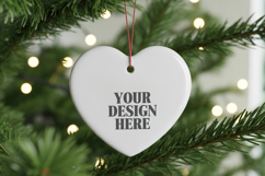 Christmas Love Heart Ornament Mockup | Holiday Hanging Product Image 1
