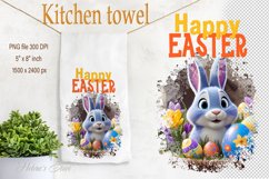 Easter bunny sublimation kitchen tea towel | Happy Easter Product Image 1