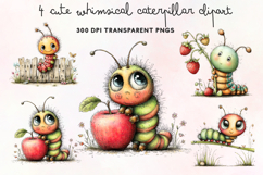Cute Whimsical Caterpillar Clipart PNG Product Image 1