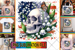 Stylish TOTE BAG Art Ideas PNG, Skull USA Product Image 1