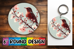 Cozy Circle Keychain Design PNG, Birds Product Image 1