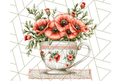 Vintage Floral Teacup Clipart PNG, Blooming Teacups Clip Art Product Image 2